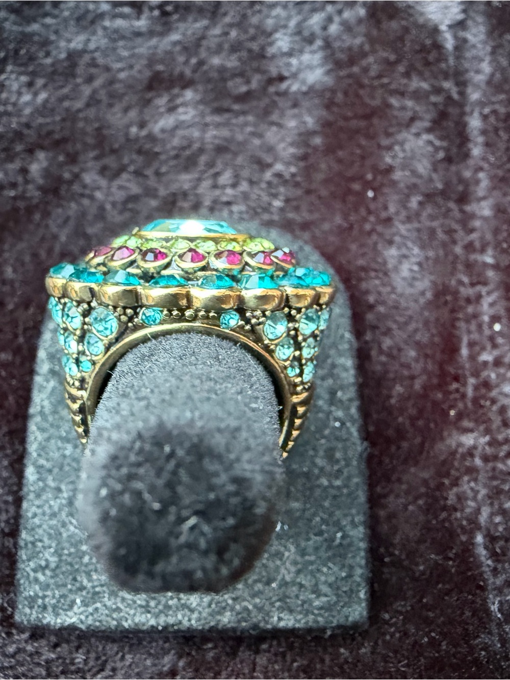 Heidi Daus Turquoise, Pink & Lime Crystal Cluster Ring *Size 6 - Picture 6 of 8